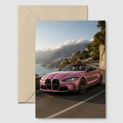 BMW M4 Convertible Pink Coastal Road Drive
