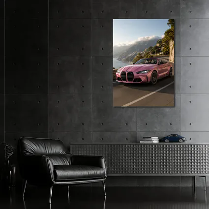 BMW M4 Convertible Pink Coastal Road Drive
