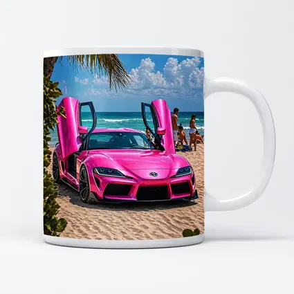 Pink Toyota GR Supra On Sunny Beach