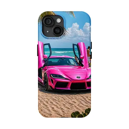 Pink Toyota GR Supra On Sunny Beach