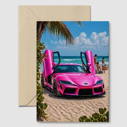Pink Toyota GR Supra On Sunny Beach