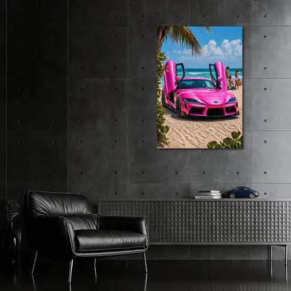 Pink Toyota GR Supra On Sunny Beach