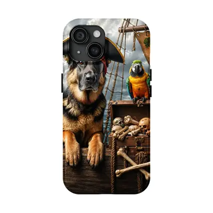 Pirate German Shepherd and Parrot Ship