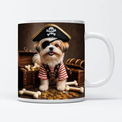 Shih Tzu Pirate Dog Treasure Chest Gold