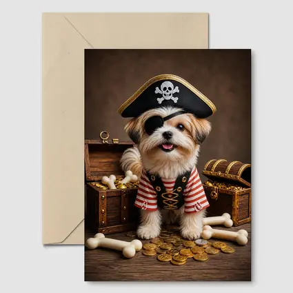 Shih Tzu Pirate Dog Treasure Chest Gold
