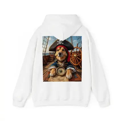 Golden Retriever Pirate Captain on Ship Deck