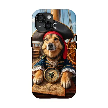 Golden Retriever Pirate Captain on Ship Deck