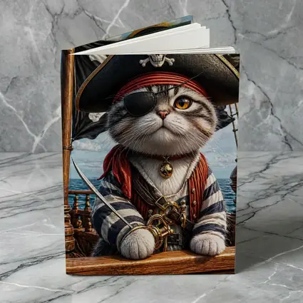 Pirate Cat on Ship Deck Ocean
