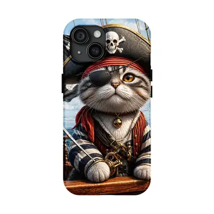 Pirate Cat on Ship Deck Ocean