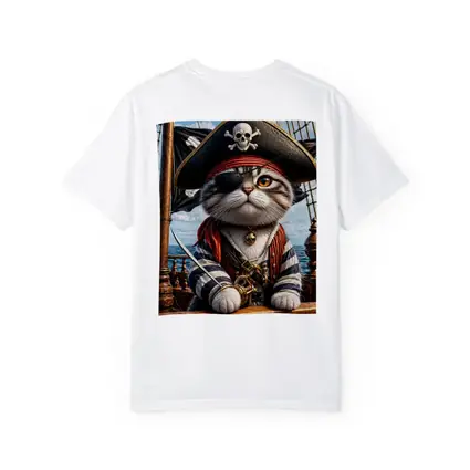 Pirate Cat on Ship Deck Ocean