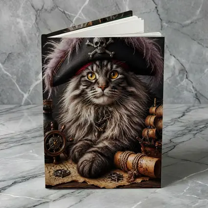 Maine Coon Pirate Captain Treasure Map Portrait
