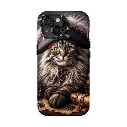 Maine Coon Pirate Captain Treasure Map Portrait