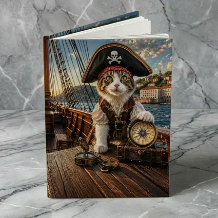 Pirate Cat With Compass On Ship