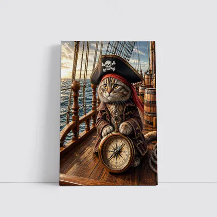 Scottish Fold Pirate Cat Compass Ship Deck