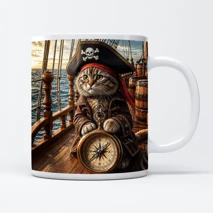 Scottish Fold Pirate Cat Compass Ship Deck