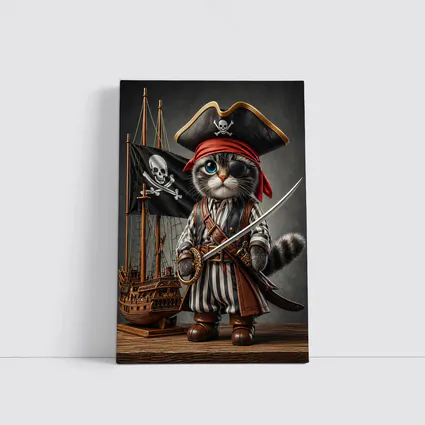Pirate Cat With Sword and Ship