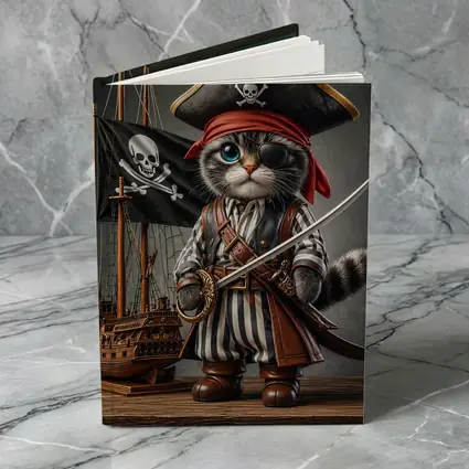 Pirate Cat With Sword and Ship