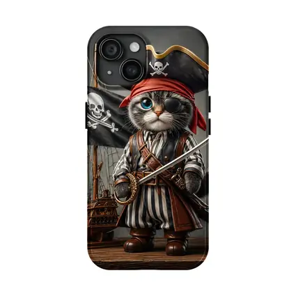 Pirate Cat With Sword and Ship