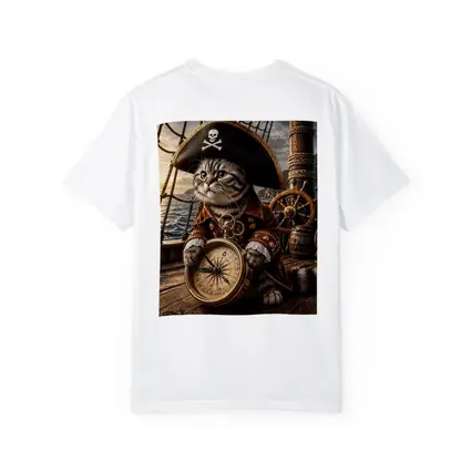 Scottish Fold Pirate Cat Holding Compass Ship