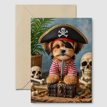 Yorkshire Terrier Pirate Captain Treasure Chest