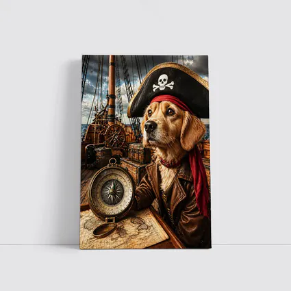 Golden Retriever Pirate Captain Ship Deck
