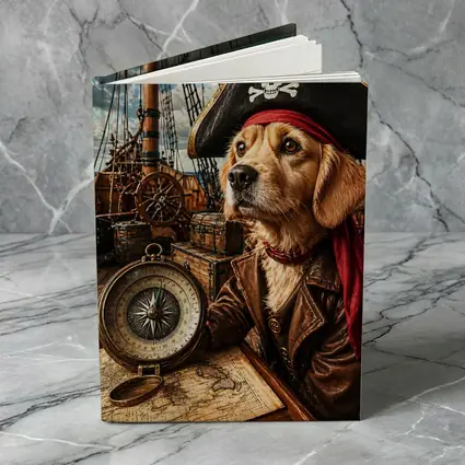 Golden Retriever Pirate Captain Ship Deck