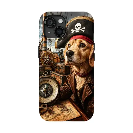 Golden Retriever Pirate Captain Ship Deck