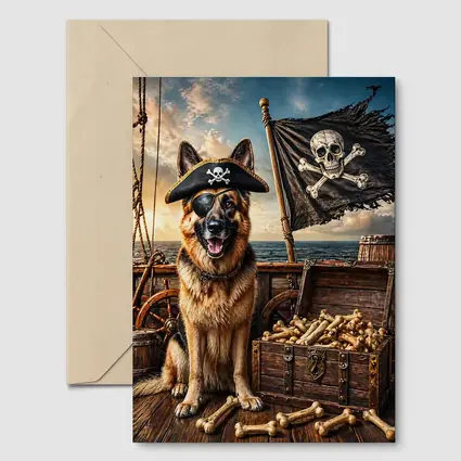 Pirate German Shepherd Dog Ship Treasure Chest