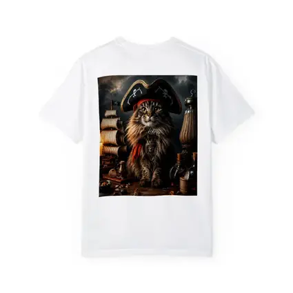 Pirate Maine Coon Cat Ship Dark Background