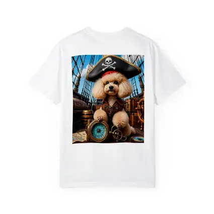 Pirate Poodle Captain on Wooden Ship
