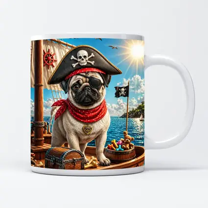 Pirate Pug Dog on Adventure Ship