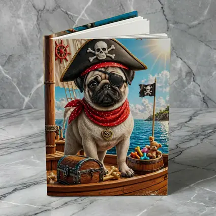 Pirate Pug Dog on Adventure Ship