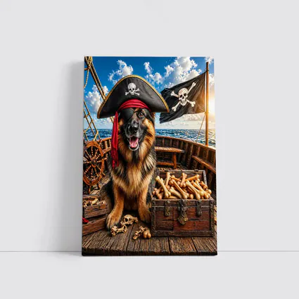Pirate German Shepherd Dog Treasure Ship