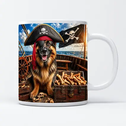 Pirate German Shepherd Dog Treasure Ship