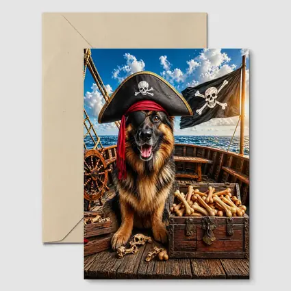 Pirate German Shepherd Dog Treasure Ship