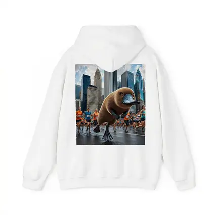 Platypus Running City Marathon Skyscrapers Background