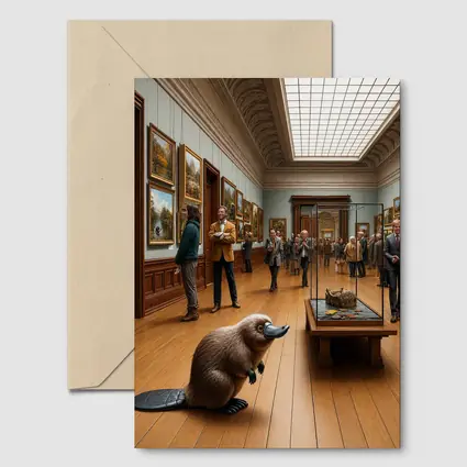 Platypus Standing Inside Classic Art Museum