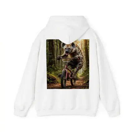 Hyena Riding Bicycle Through Forest Path