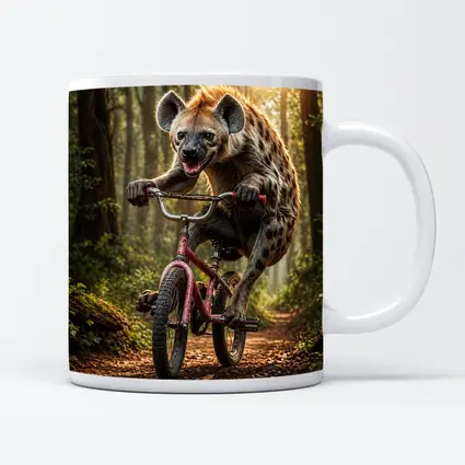 Hyena Riding Bicycle Through Forest Path