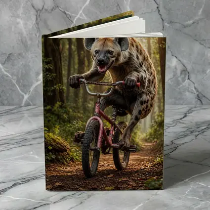 Hyena Riding Bicycle Through Forest Path