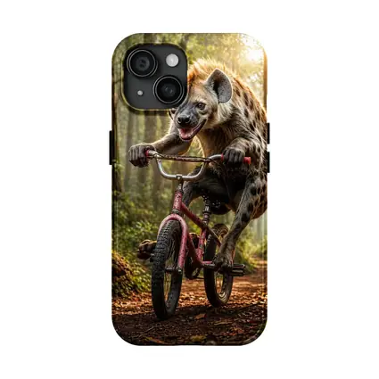 Hyena Riding Bicycle Through Forest Path