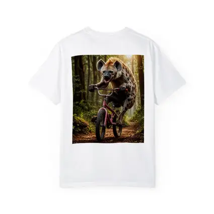 Hyena Riding Bicycle Through Forest Path