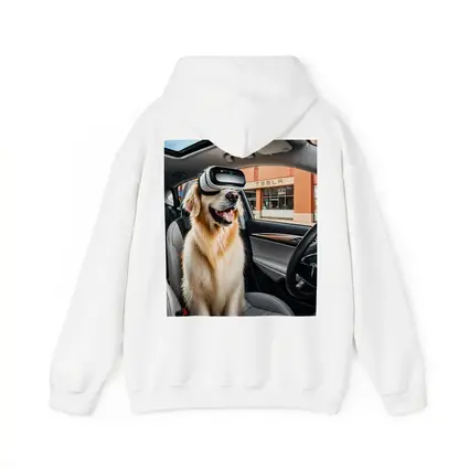 Golden Retriever Wearing VR Headset Tesla Interior