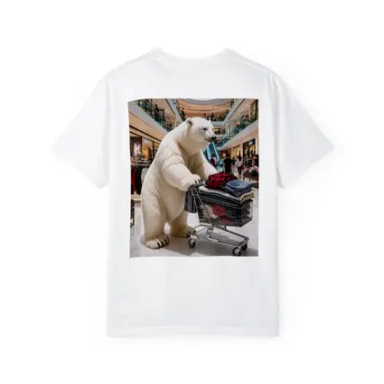 Polar Bear Shopping Cart Inside Busy Mall