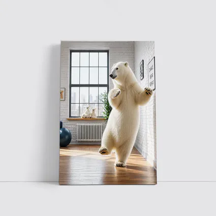 Polar Bear Dancing in Modern Studio Interior