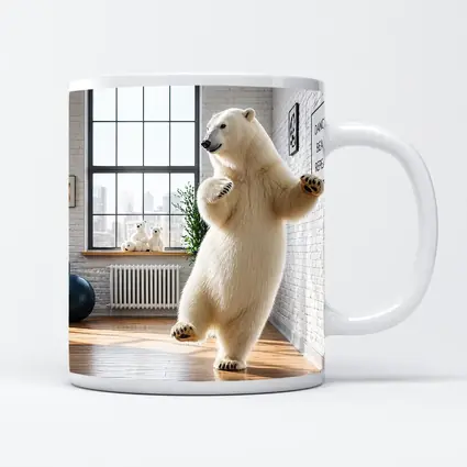 Polar Bear Dancing in Modern Studio Interior