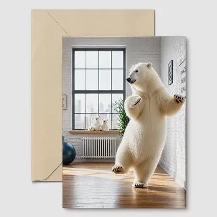 Polar Bear Dancing in Modern Studio Interior