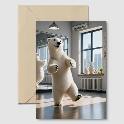 Polar Bear Dancing in Bright Studio