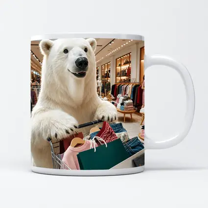 Polar Bear Shopping in Clothing Store
