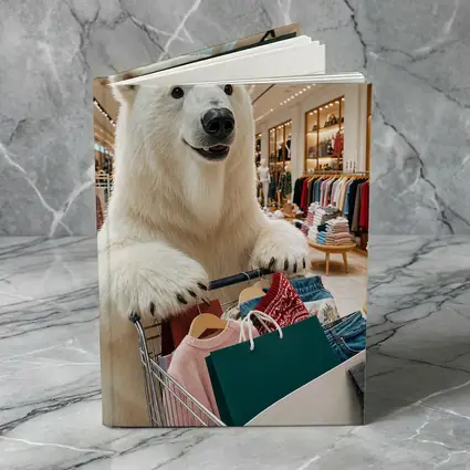 Polar Bear Shopping in Clothing Store